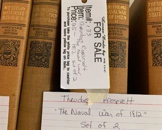 #133	books	Theodore Roosevelt Homeward Bound The Naval war of 1812 set of 2	 $ 25.00 																						