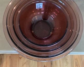 #153	kitchen	3 purple stacking pyrex bowls 	 $ 20.00 																						