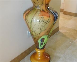 Makoro Krosno Art Glass Vase, a massive 32" tall