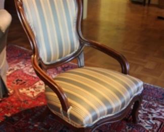 #8.   Ladies low arm Victorian era chair 39” X 24” X 28” 