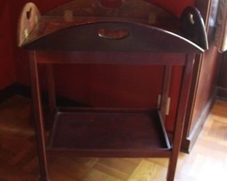 #15.   Butlers Tray Table, Solid Mahogany Coffee / Chippendale / Folding Leaf Table 30” X 26” X 17” 