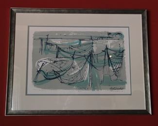#25 Robert Wood abstract signed print 21” X 27.5” 