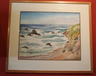 #29 Mary Elizabeth Brenneis watercolor seascape.  Pomona, Ca.   22.5” X 26” 