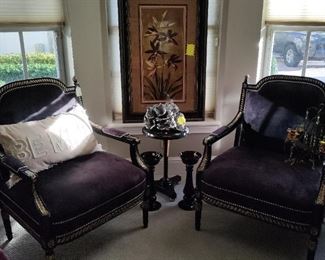 PIC DOESN'T DO THESE JUSTICE - FABULOUS PURPLE VELVETTEN OVERSIZED CHAIRS, 