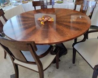 FABULOUS BURLED DINING TABLE - 6 CHAIRS