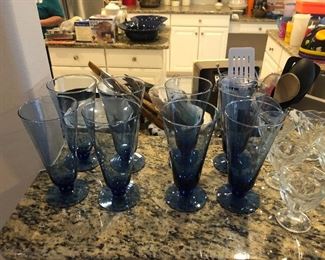 Set of 8 blue glasses $15.00