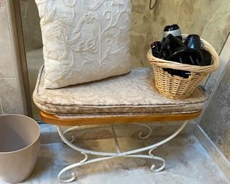 Vintage Wrought Iron/Wood Vanity Seat, Blow-dryers, Etc!