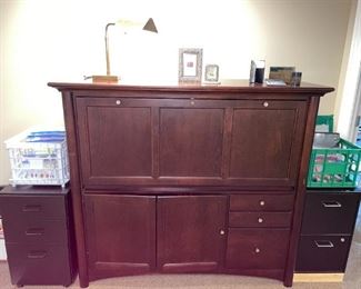 Deluxe Computer Desk/Cabinet, 2 Drawer File Cabinets!