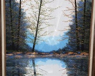 Original Oil Painting, Mirror Image Landscape, Circa 1970 Signed!