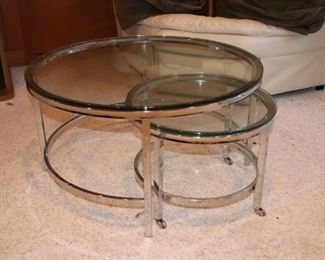 Modern  Chrome & Glass Nesting Tables 