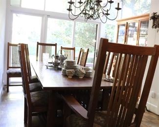 Kincaid Oak Dining Table with 10 Chairs 
