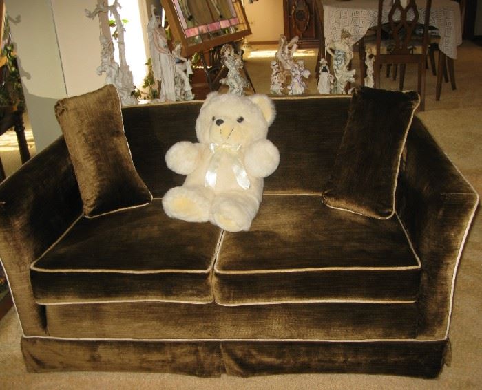 MCM style brown love seat   BUY IT NOW $ 95.00