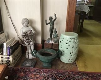 Garden seat, figures, etc.