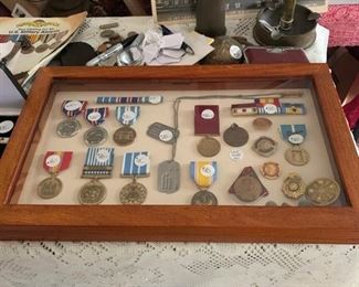 Korean War, WWI and Fire Dept. medals
