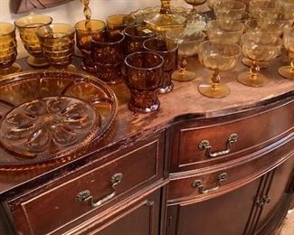 Buffet - Needs to be refinished.  Amber Glassware.