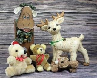 Christmas Reindeer Stuffed Animal Miscellaneous Decorations Lot