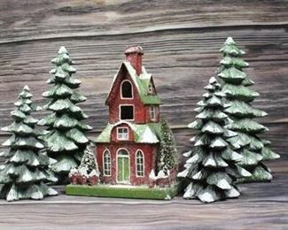 Ceramic Christmas Trees and Model Decor House