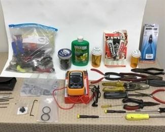 Misc LotSmall hand tools, multimeter, etc.