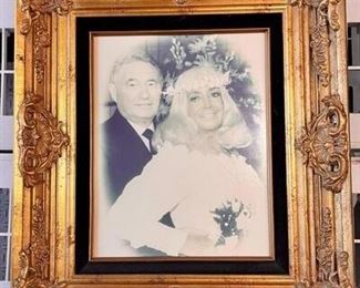 Vintage Framed Wedding Photo in Ornate Frame