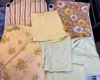 Vintage Bed Linen Sheet Lot Yellow Floral