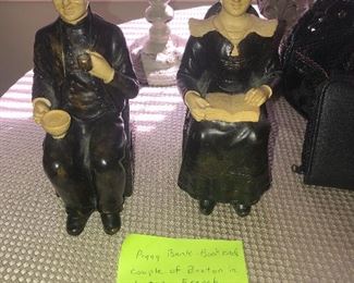 “Britons in Traditional Costumes. Banks 1940s Polychrome Plaster. French Mid Century. 