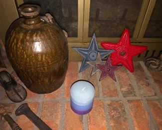 Hand made jug, cast iron stars