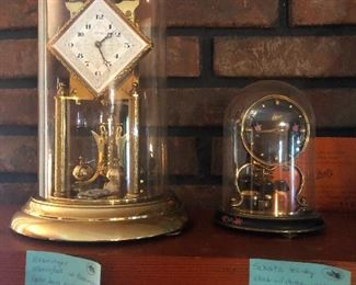 German Anniversary Day Clock by Kieninger&Obergfell  and Schatz 400 Day Clock w/ Dome. Instruction Book and Spare Suspension wire.