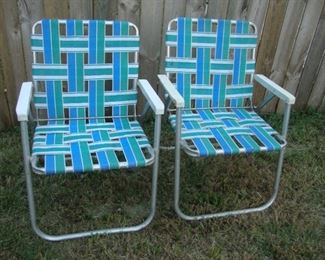 Pair of folding aluminum chairs