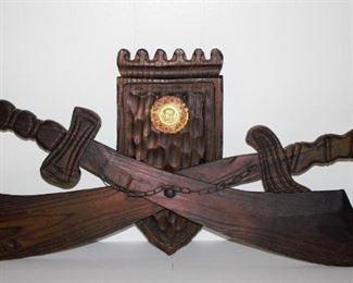 mid century Witco tiki style carved wood wall decor 
