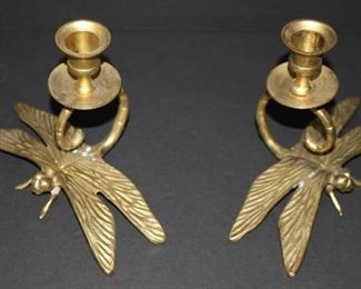dragonfly brass candleholders
