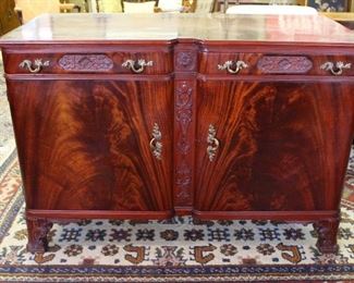 flame mahogany dresser on carved feet w fitted interior 