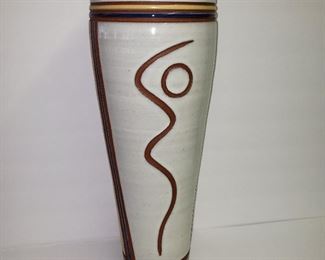 Signed mid century pottery vase 