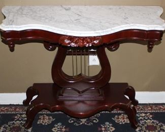 solid mahogany marble top console table