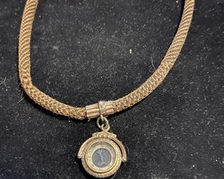 Antique Victorian Human Hair Compass Necklace 