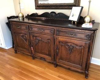#2) - $950 - Circa 1800's French Solid Oak Sideboard.  Top painted black.  Compare at $2500.  