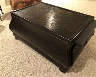 #4) - $400 - Solid Wood Coffee Table with pull out shelves.  45" x 31.5 x 20 Tall.  Pull out shelves 24" x 9.5".  Storage Drawers 22" x 17" x 8.5"