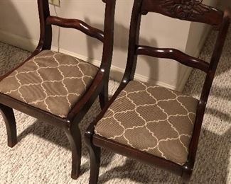 #13) - $100 - Set of 2 Childs Antique Chairs.  Solid Wood.  Seat 12.5" Tall.  Back 22" Tall.