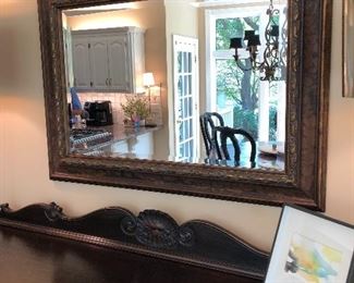 #23) - $200 - Antique Solid Oak Mirror.  Dimensions 46" x 34".