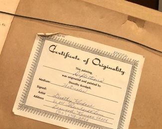 #105) - $50 - Antique Framed Photo.  Watercolor painted by Local Artist Dorothy Kordash of Leawood, KS.  Certificate of Authenticity.  