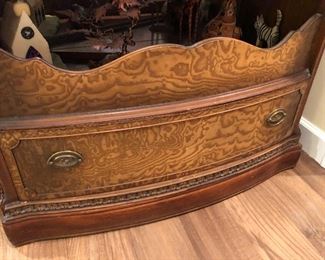 #116) - $250 - Solid Wood Decorative Cabinet.  Mirrored Center Opening.  Ornate Carving on each side.  35"W x 19"D x 27"H.