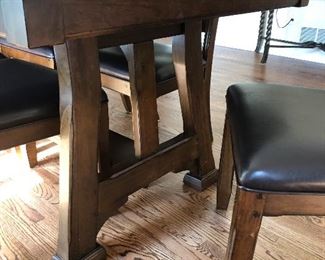 #100) - $750 - Solid wood table with 6 Chairs. 20 Inch leaf folds into table to expand an additional length.  Custom protective pads for entire table.  40" x 72" collapsed.  40" x 92" expanded.  