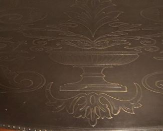 #5) - $800 - Theodore Alexander Sideboard with inlaid metal top.  Purchased at Seville Home new for $3500.  68" W x 20"D x 34" H.