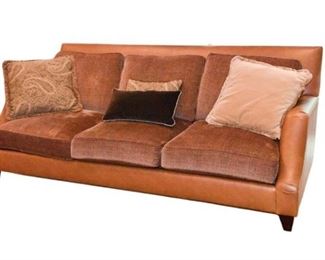 12. Custom Made Leather and Frabric Upholstered Sofa