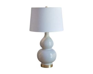 16. Ceramic Double Gourd Form Table Lamp With Shade