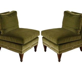 44. Pair Of Slipper Chairs With Tack Trim