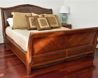 43. Mahogany and Leather Sleigh Bed