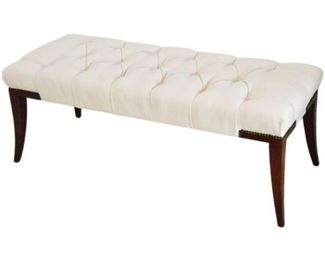52. Tufted Upholstered Stool With Tack Trim By BAKER
