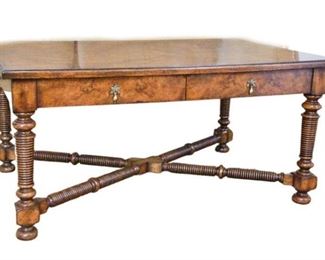 54. Burlwood Style Finish Two Drawer Coffee Table