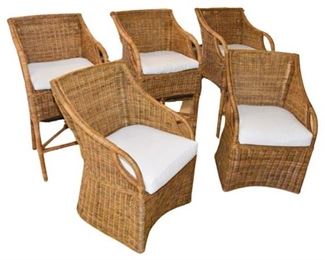 82. Wicker Chairs and Stools With Cushions