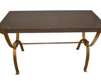 93. Contemporary Brass Console Table With Patterned Top